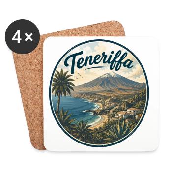 Teneriffa Retro Küstenpanorama - Untersetzer (4er-Set) - Weiß - Vorne