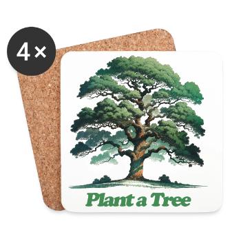 Plantez un bosquet d’aquarelle d’arbres - Dessous de verre (lot de 4) - blanc - Devant