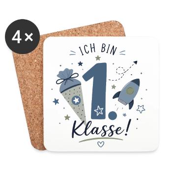 Ich bin 1. Klasse - Einschulung - Untersetzer (4er-Set) - Weiß - Vorne