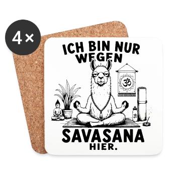 Lustiges Yoga Lama Desig – Ich bin nur wegen... - Untersetzer (4er-Set) - Weiß - Vorne