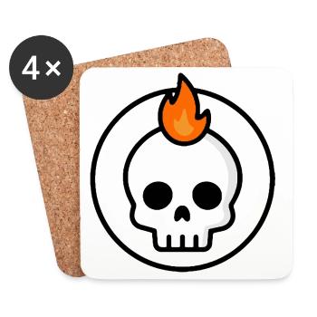 Cute Doom Skull Fire Graphic - Coasters (set of 4) - white - Front