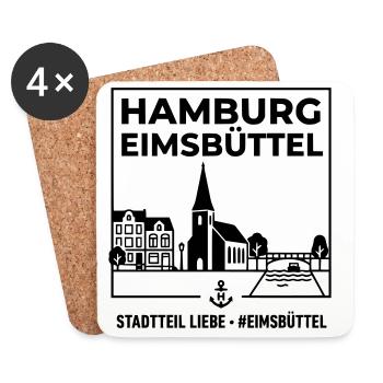 Hamburg Eimsbüttel - Untersetzer (4er-Set) - Weiß - Vorne