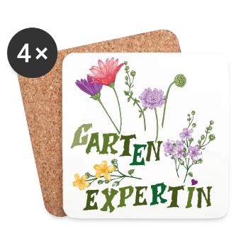 Gartenexpertin  - Untersetzer (4er-Set) - Weiß - Vorne