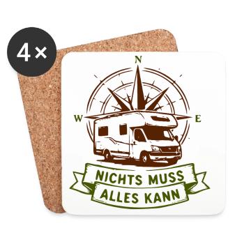 Camperkompass: Nichts Muss Alles Kann - Untersetzer (4er-Set) - Weiß - Vorne