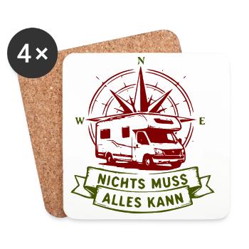 Nichts Muss Alles Kann Wohnmobil Roadtrip - Untersetzer (4er-Set) - Weiß - Vorne