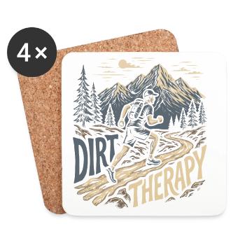 Trail Running - Dirt Therapy - Coasters (set of 4) - white - Front