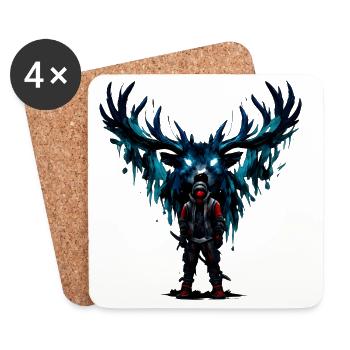 Night Warrior with Blue Wings - Coasters (set of 4) - white - Front
