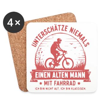 Unterschätze niemals Alten Mann am Fahrrad - Untersetzer (4er-Set) - Weiß - Vorne