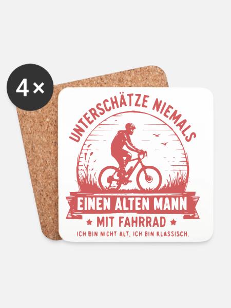 Unterschätze niemals Alten Mann am Fahrrad - Untersetzer (4er-Set) - Weiß