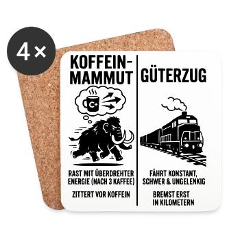 Koffein Mammut VS Güterzug - Untersetzer (4er-Set) - Weiß - Vorne