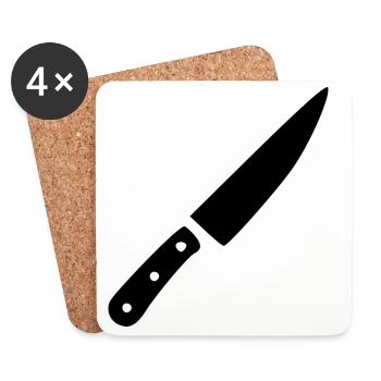 Knife Kitchen Knife Chef Cooking Gift Cook - Coasters (set of 4) - white - Front