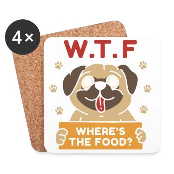 WTF Where's The Food? - Coasters (set of 4) - white - Front