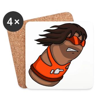 Slam – Cartoon Thumb Character - Untersetzer (4er-Set) - Weiß - Vorne
