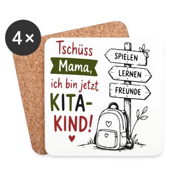 Kita-Kind Abschied von Mama - Untersetzer (4er-Set) - Weiß - Vorne