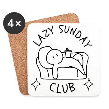Lazy Sunday Club Couch Potato Weekend Vibes - Coasters (set of 4) - white - Front