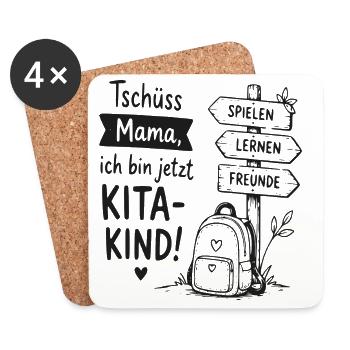 Kita Kind Abschiedsmotiv - Untersetzer (4er-Set) - Weiß - Vorne