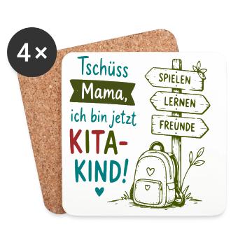 Tschüss Mama Kita-Kind Design - Untersetzer (4er-Set) - Weiß - Vorne