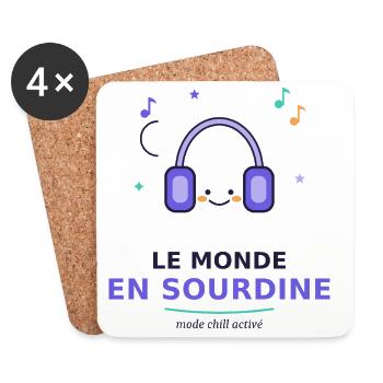 Le Monde En Sour­dine - Chill Actif - Dessous de verre (lot de 4) - blanc - Devant