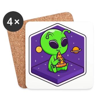Alien Pizza Scout - Dessous de verre (lot de 4) - blanc - Devant