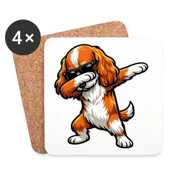 Dabbing Cocker Spaniel - Untersetzer (4er-Set) - Weiß - Vorne