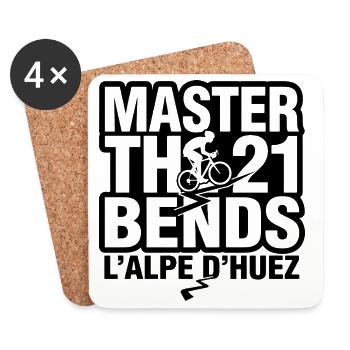 Master the 21 Bends L'Alpe d'Huez Cycling - Coasters (set of 4) - white - Front