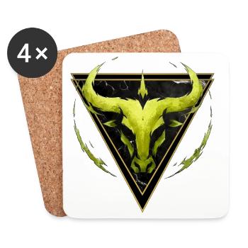 Stier-Erdzeichen – Tierkreis von Kék-Ina - Untersetzer (4er-Set) - Weiß - Vorne