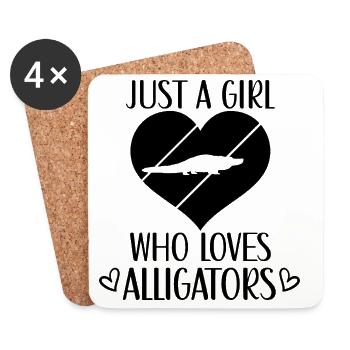 Alligator Herz Silhouette - Untersetzer (4er-Set) - Weiß - Vorne