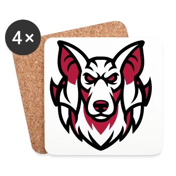 Weisser Wolf Maskottchen - Untersetzer (4er-Set) - Weiß - Vorne