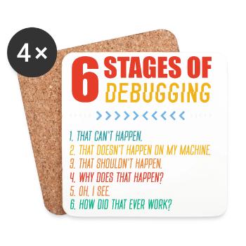 Sechs Phasen Debugging - Untersetzer (4er-Set) - Weiß - Vorne