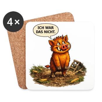 Lustiges Wildschwein T-Shirt – Ich war das nicht  - Untersetzer (4er-Set) - Weiß - Vorne