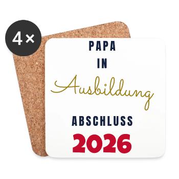 Papa in Ausbildung Abschluss 2026 - Werdender Papa - Untersetzer (4er-Set) - Weiß - Vorne
