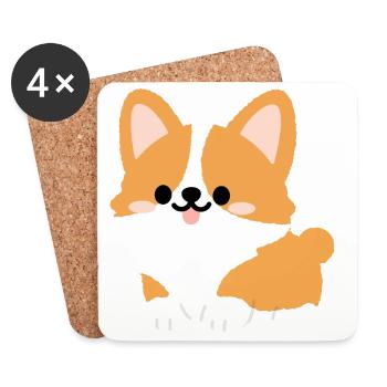 Corgi-Welpe Süßes Cartoon-Tee - Untersetzer (4er-Set) - Weiß - Vorne