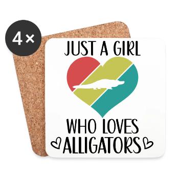 Retro Alligator Herz Silhouette - Untersetzer (4er-Set) - Weiß - Vorne