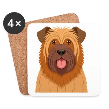 Zotteliger Briard (Comic-Porträt) - Untersetzer (4er-Set) - Weiß - Vorne