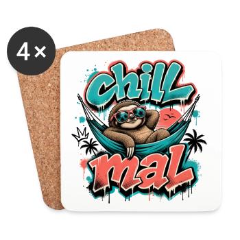 Chill Mal  Cooles Faultier Graffiti Design - Untersetzer (4er-Set) - Weiß - Vorne