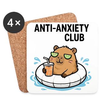 Entspannter Capybara Anti-Stress-Club - Untersetzer (4er-Set) - Weiß - Vorne