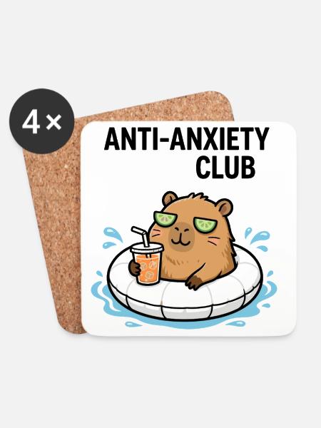 Entspannter Capybara Anti-Stress-Club - Untersetzer (4er-Set) - Weiß