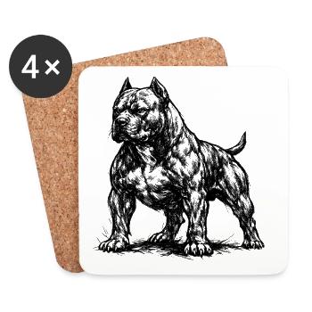 Muskulöser American Staffordshire Terrier - Untersetzer (4er-Set) - Weiß - Vorne