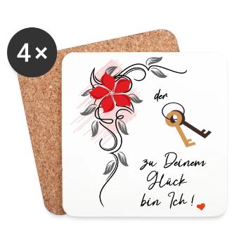 Glück  - Untersetzer (4er-Set) - Weiß - Vorne