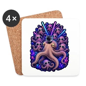 Neon Octopus Rave Kamerateam - Untersetzer (4er-Set) - Weiß - Vorne