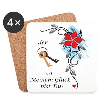 Glück - Untersetzer (4er-Set) - Weiß - Vorne