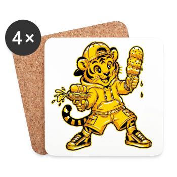 Tiger Summer Holiday - Coasters (set of 4) - white - Front