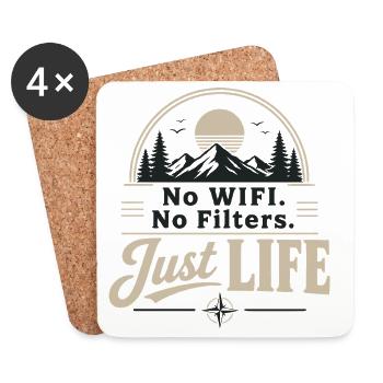 Kein WLAN Keine Filter Nur Leben | Outdoor-Design - Untersetzer (4er-Set) - Weiß - Vorne