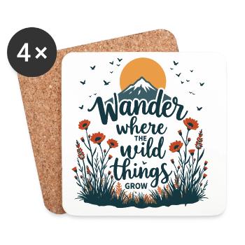 Hiking - Wander Where the Wild Things Grow - Coasters (set of 4) - white - Front