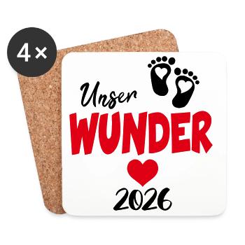 Unser Wunder 2026 Babysprüche Herz Klein - Untersetzer (4er-Set) - Weiß - Vorne