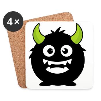 Bold Monster Mascot Streetwear Graphic - Coasters (set of 4) - white - Front