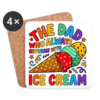 Papa kommt mit Eiscreme Farbrausch - Coasters (set of 4) - white - Front