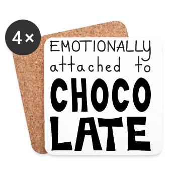 Emotionally Attached To Chocolate, Black - Coasters (set of 4) - white - Front