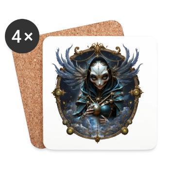 Blue Mystic with Ornate Wings - Coasters (set of 4) - white - Front