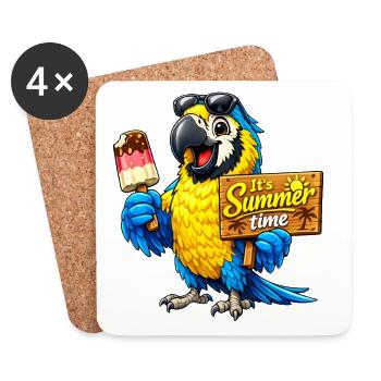 Parrot with popsicles - Coasters (set of 4) - white - Front